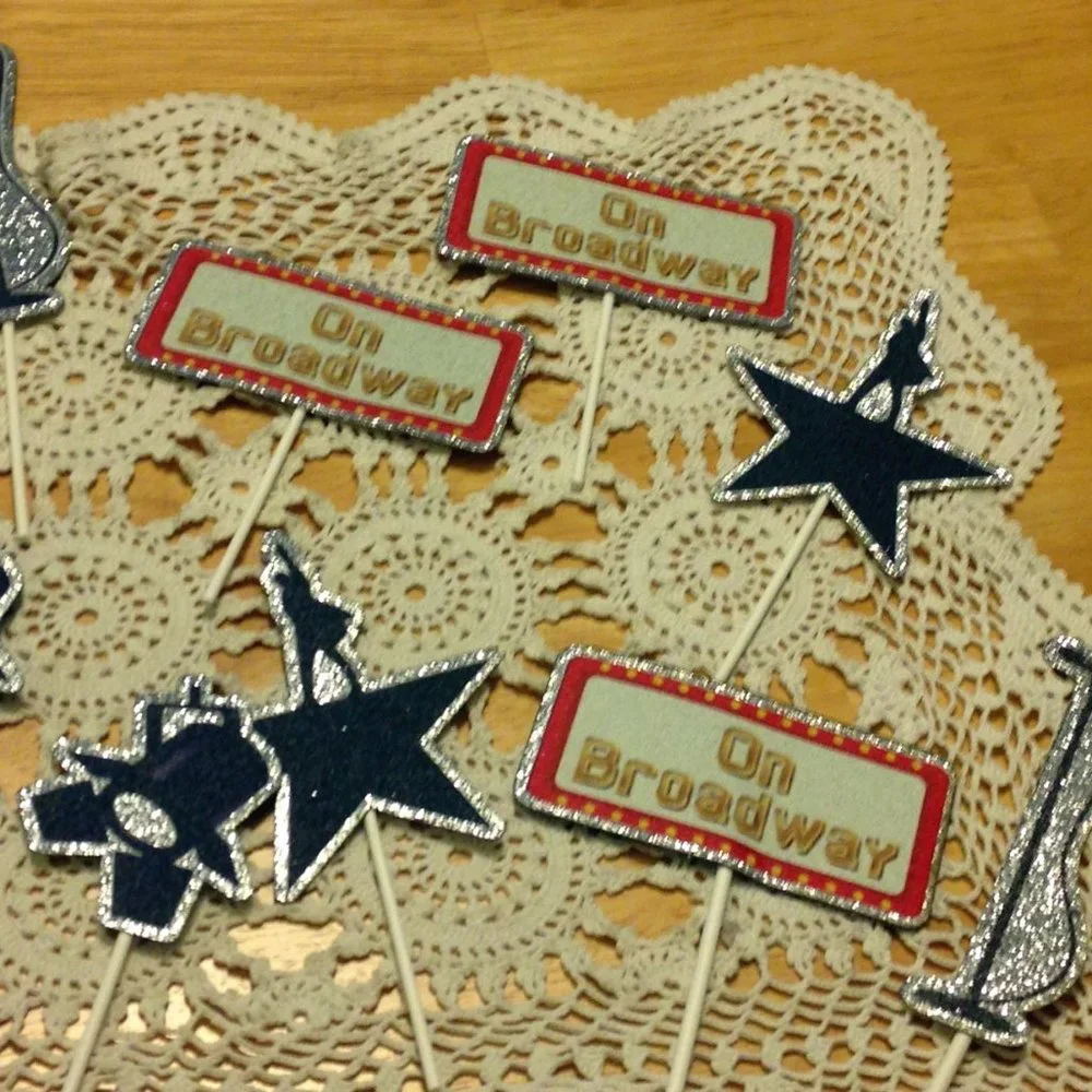 Broadway / Theatre themed cake / cupcake toppers